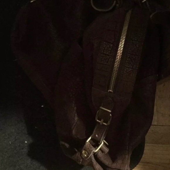 IL BISONTE Frm ITALY HANDMADE SUEDE CROC NATURAL LEATHER VNTG Tote Bag RARE 90’s - Picture 5 of 8